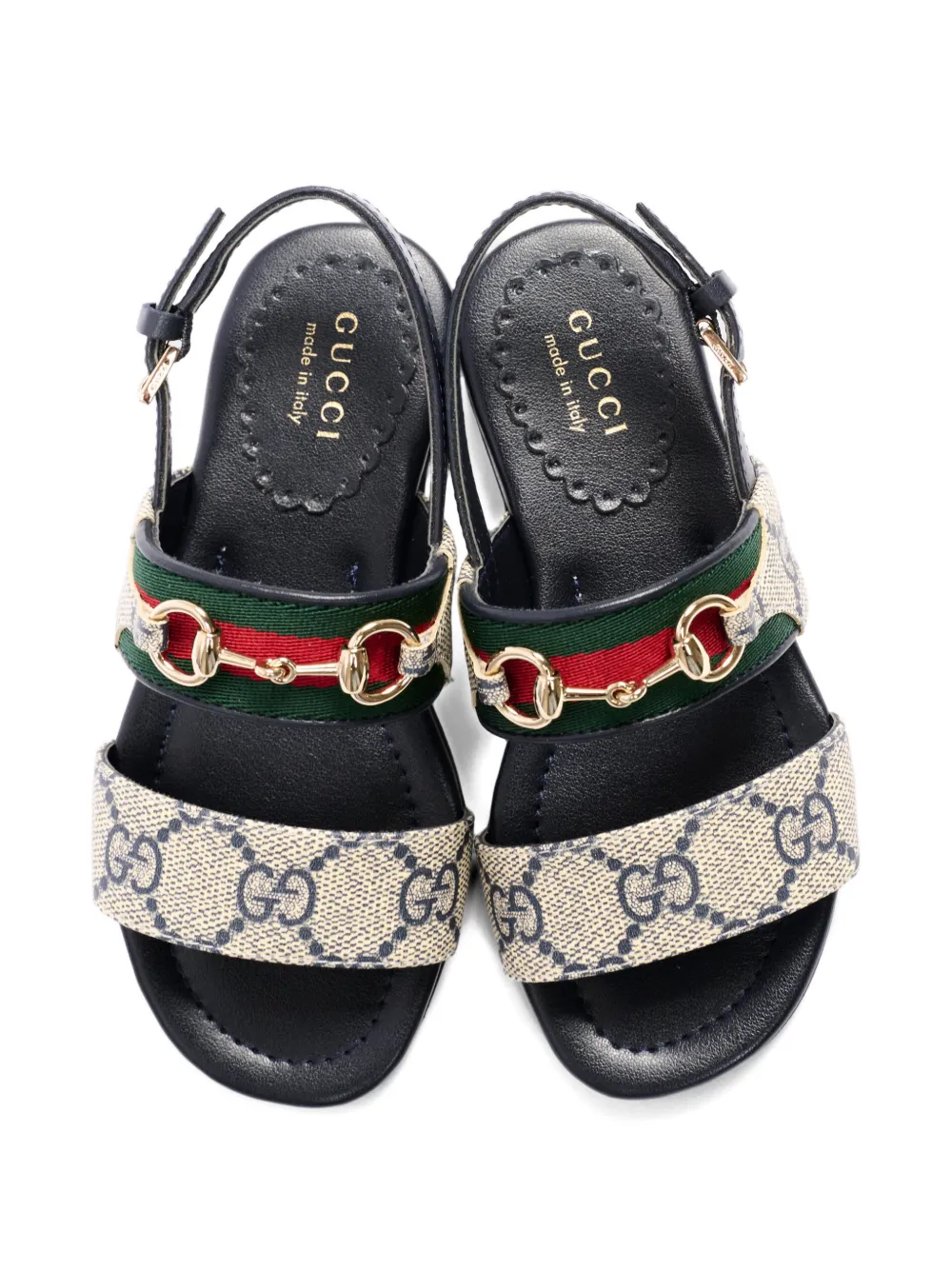 Gucci Kids gg chain leather sandals Beige