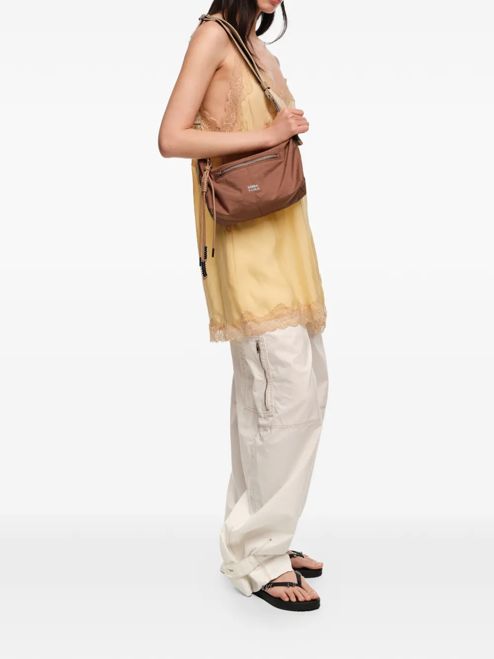 BIMBA Y LOLA Mini-tas met rits en kwastje Bruin