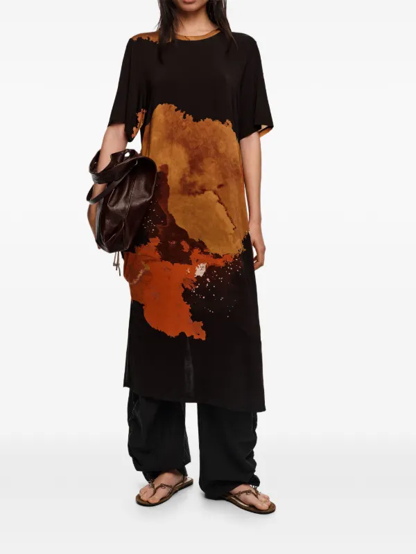 bimba y lola black dress Bimba y Lola Blot Print Slit Midi Dress | Black