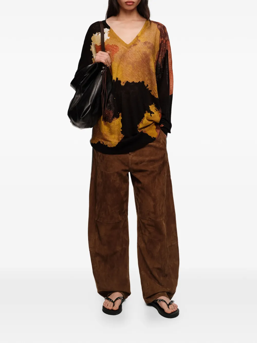 BIMBA Y LOLA T-shirt met V-hals en print Zwart