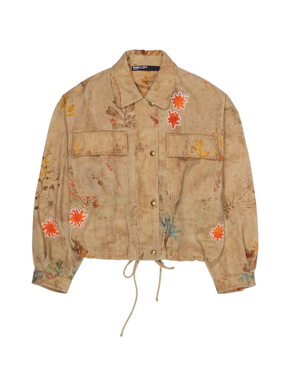 Bimba y Lola floral-print collared jacket - Nude