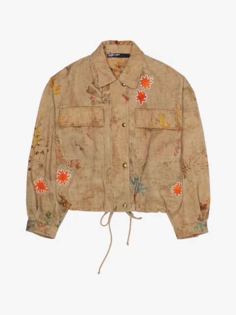 Bimba y Lola floral-print collared jacket