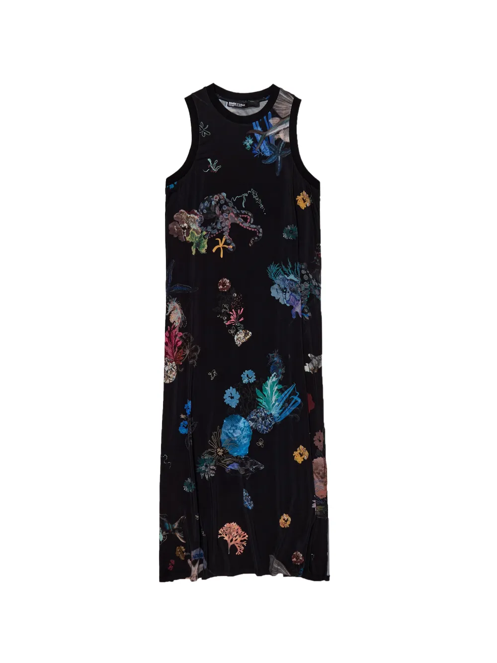 Bimba y Lola side slit floral midi dress - Nero
