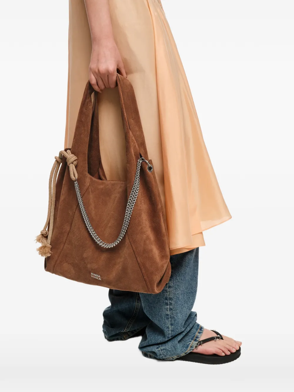 BIMBA Y LOLA Touw schoudertas met kettingdetail Bruin