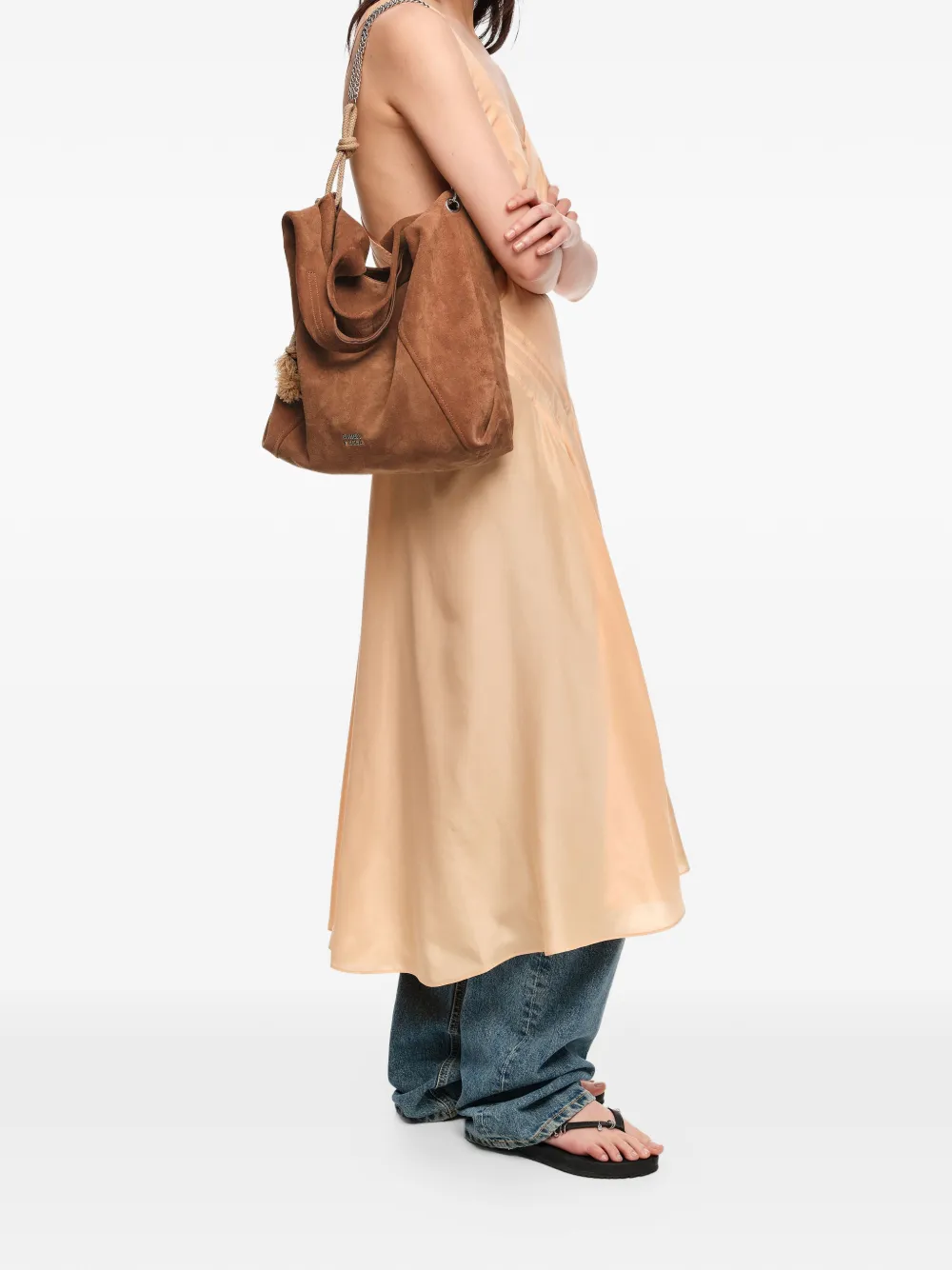 BIMBA Y LOLA Touw schoudertas met kettingdetail Bruin