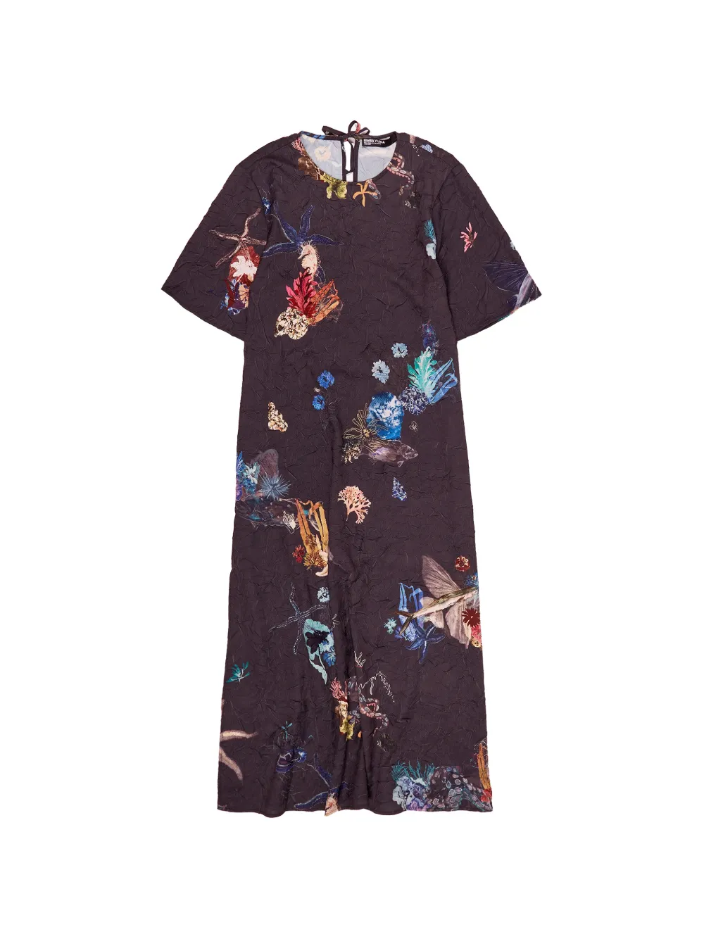 Bimba y Lola textured floral midi dress - Marrone