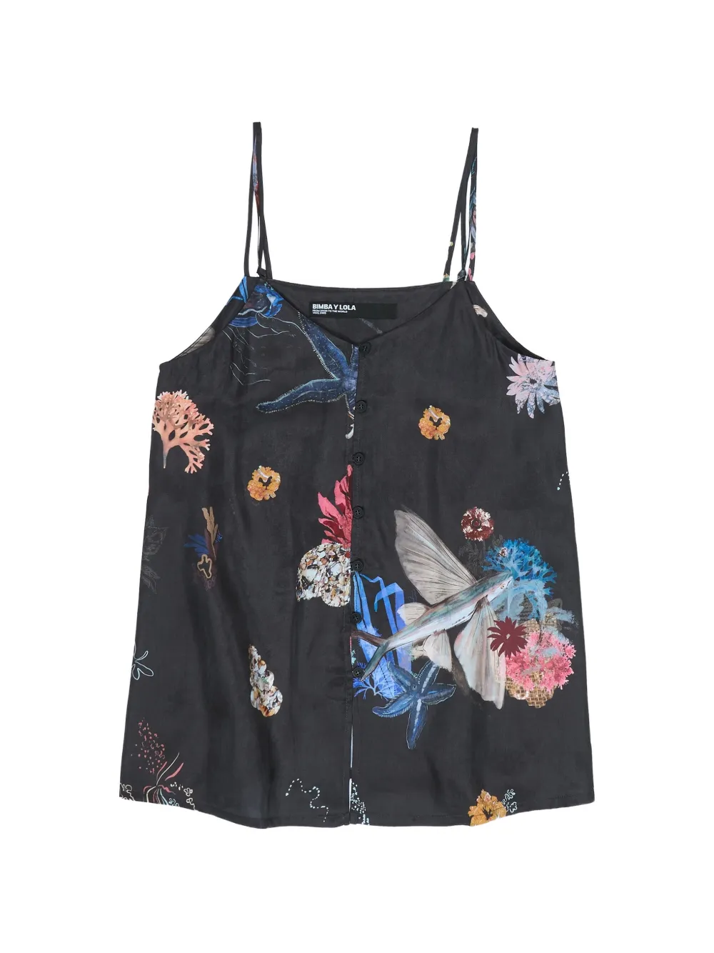 Bimba y Lola floral print button top - Nero