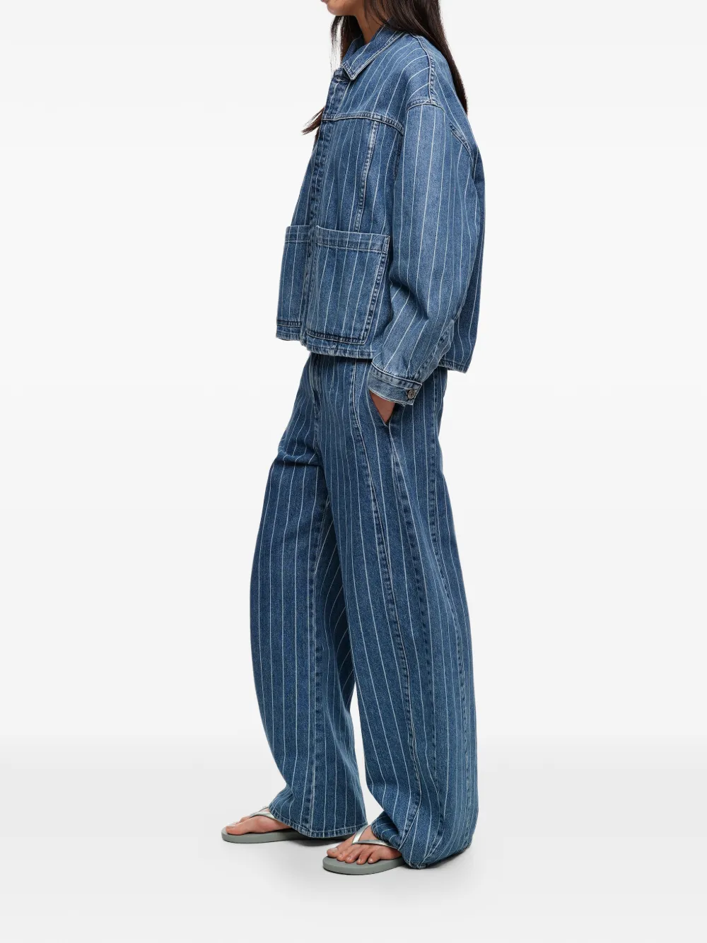 Bimba y Lola Gestreept denim jack met zak Blauw