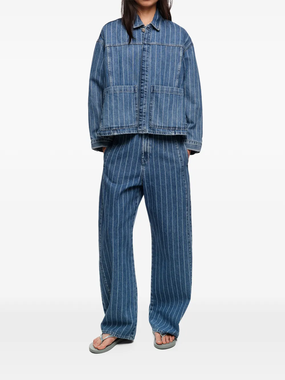 Bimba y Lola Gestreept denim jack met zak Blauw