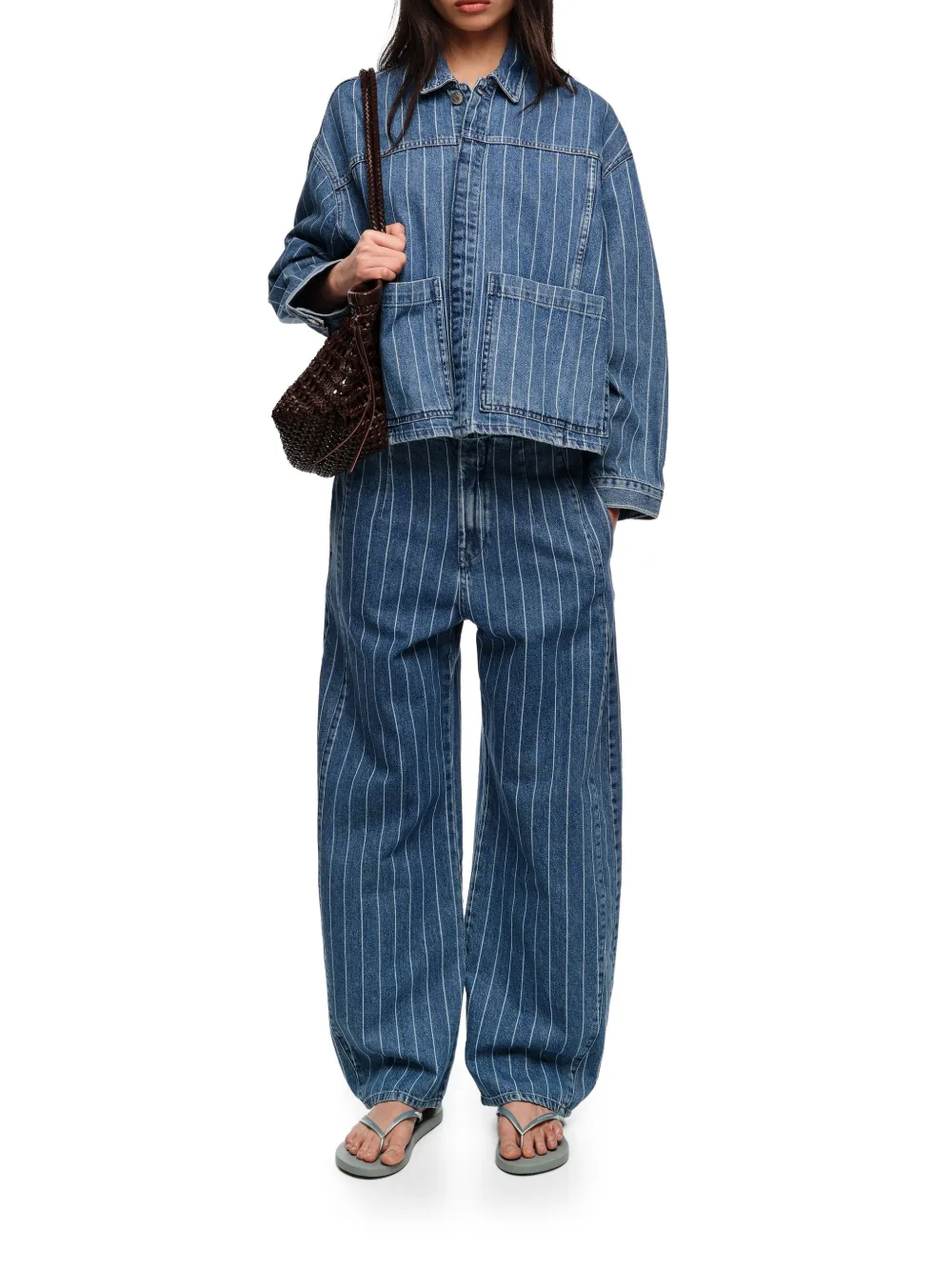Bimba y Lola Gestreept denim jack met zak Blauw
