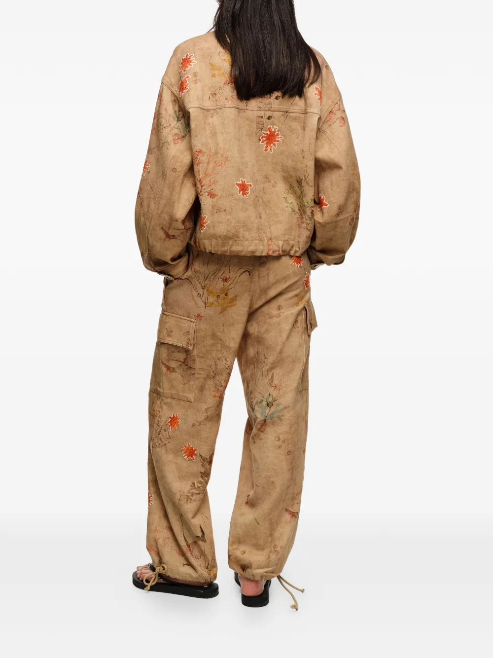 Bimba y Lola Cargo broek met bloemenprint Beige
