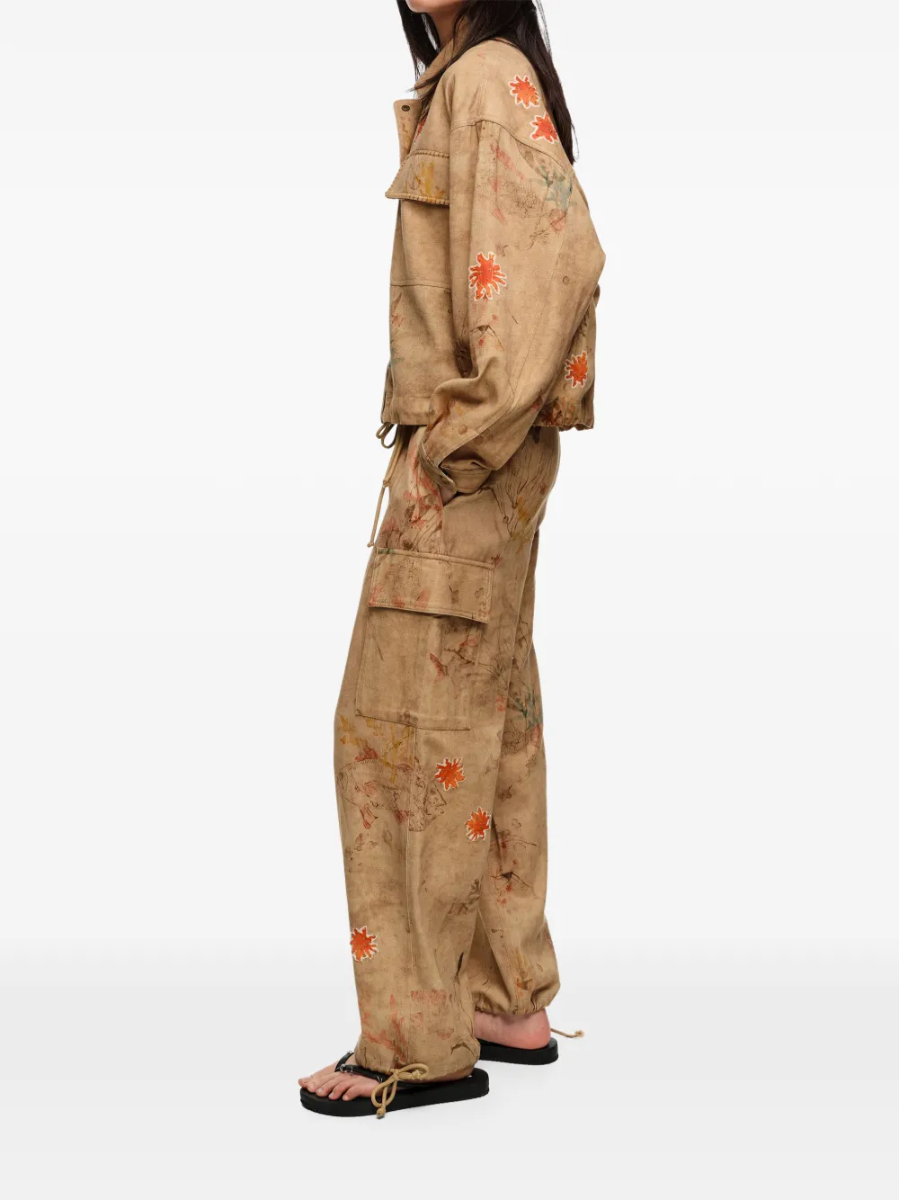 Bimba y Lola Cargo broek met bloemenprint Beige