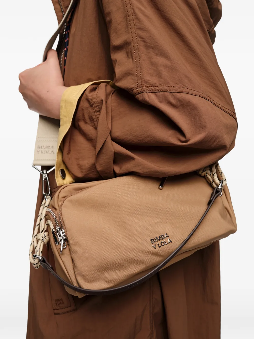 BIMBA Y LOLA Medium crossbodytas met ritsdetail Beige