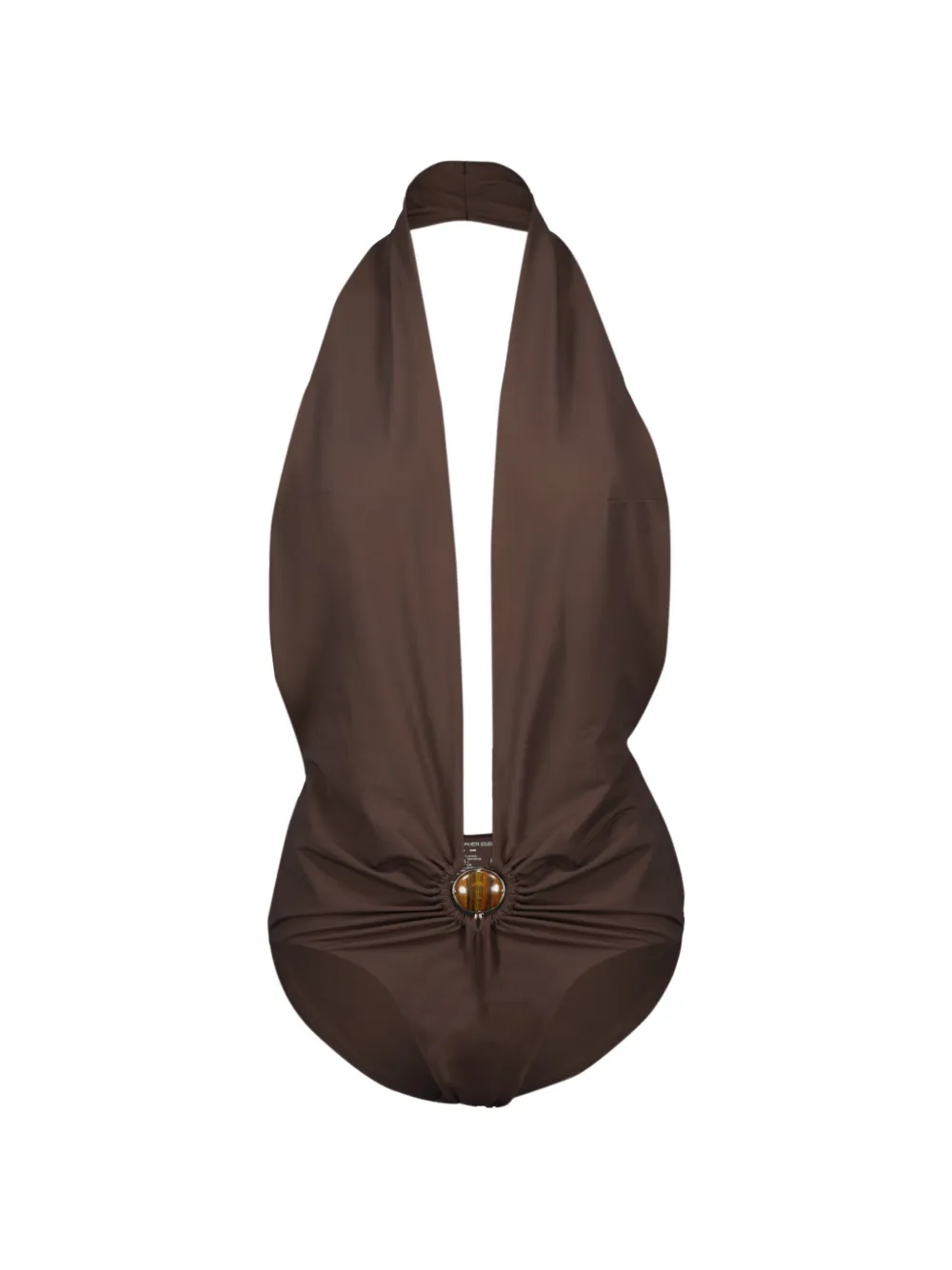 Christopher Esber stone-embellishment V-neck swimsuit - Braun