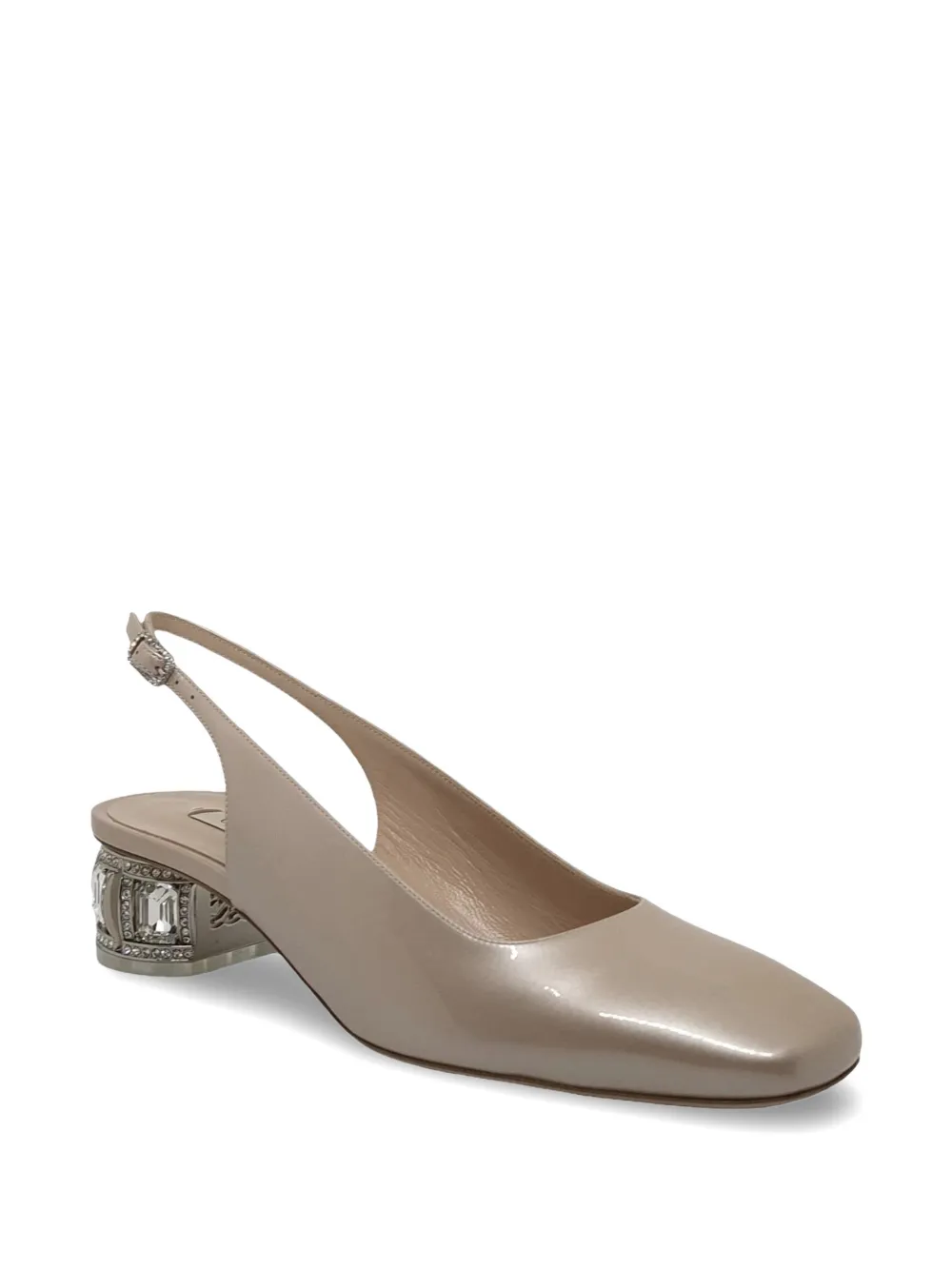 Casadei crystal-embellished slingback pumps Beige