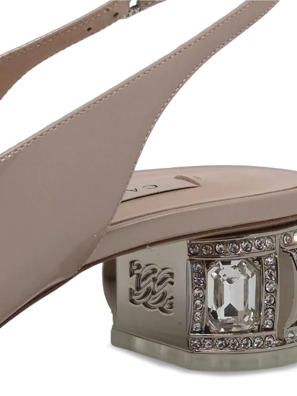 Casadei crystal-embellished slingback pumps Beige