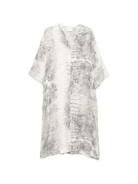 Nude V-neck printed dress