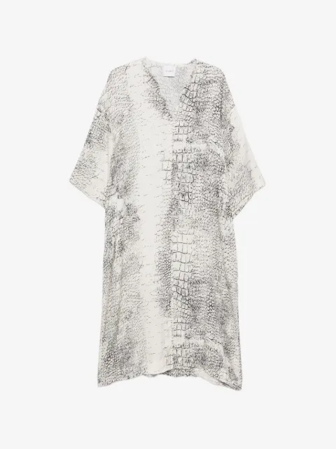 Nude V-neck printed dress