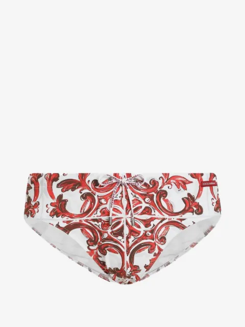 Dolce & Gabbana majolica-print high swim briefs