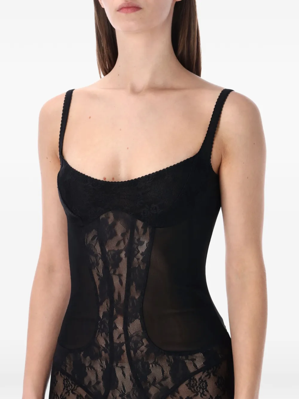 The Attico Jumpsuit met kant Zwart