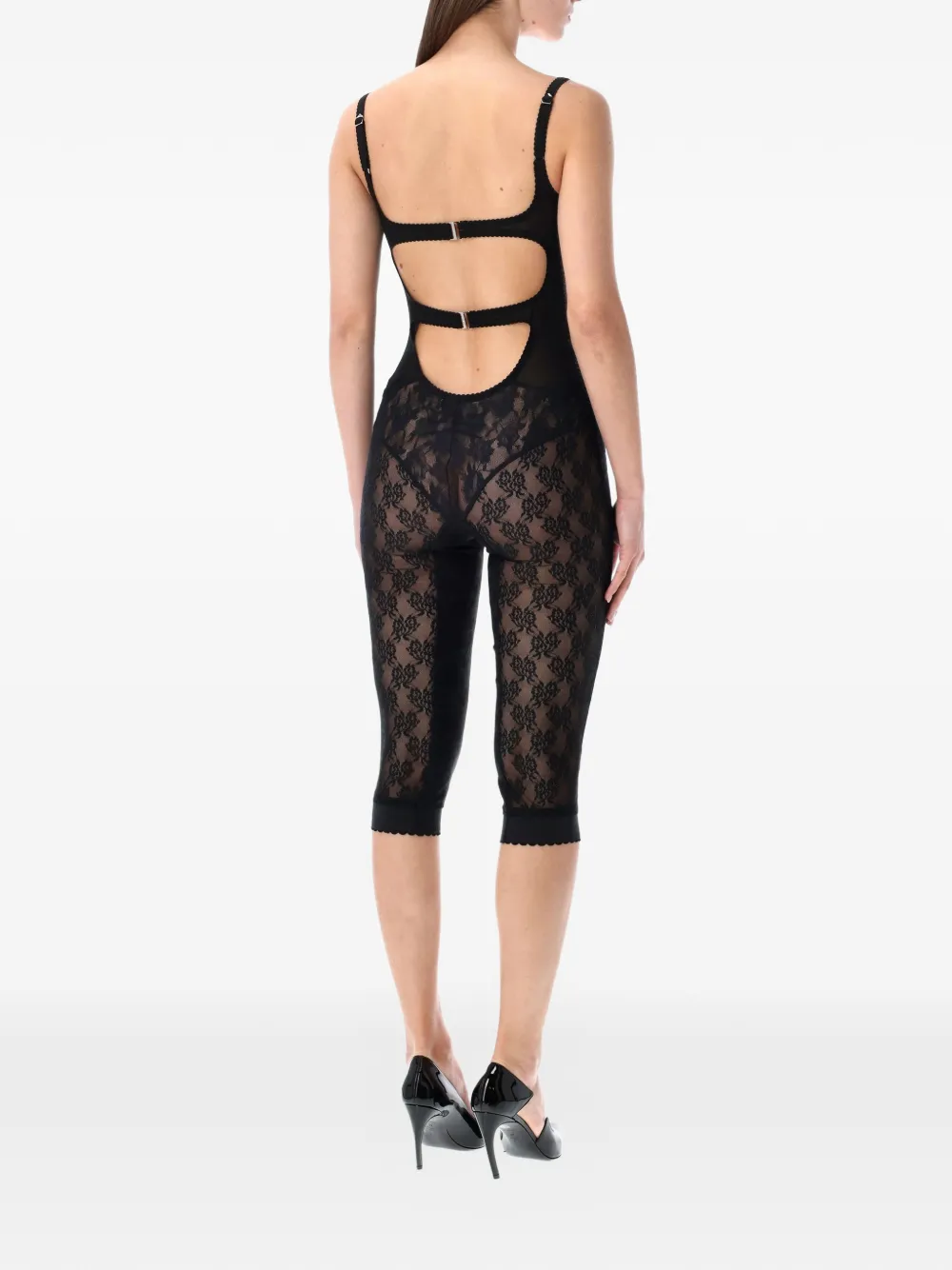 The Attico Jumpsuit met kant Zwart