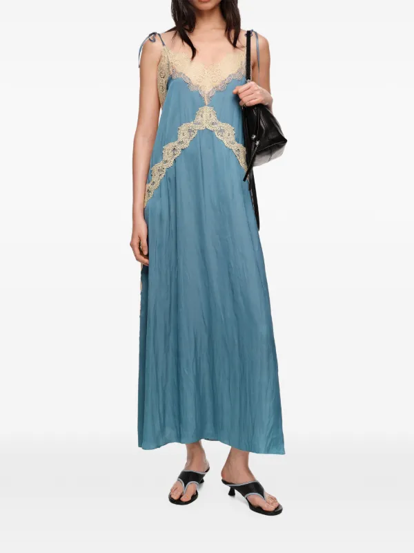 BIMBA Y LOLA Midi Lace Trim Dress | Blue | FARFETCH TH