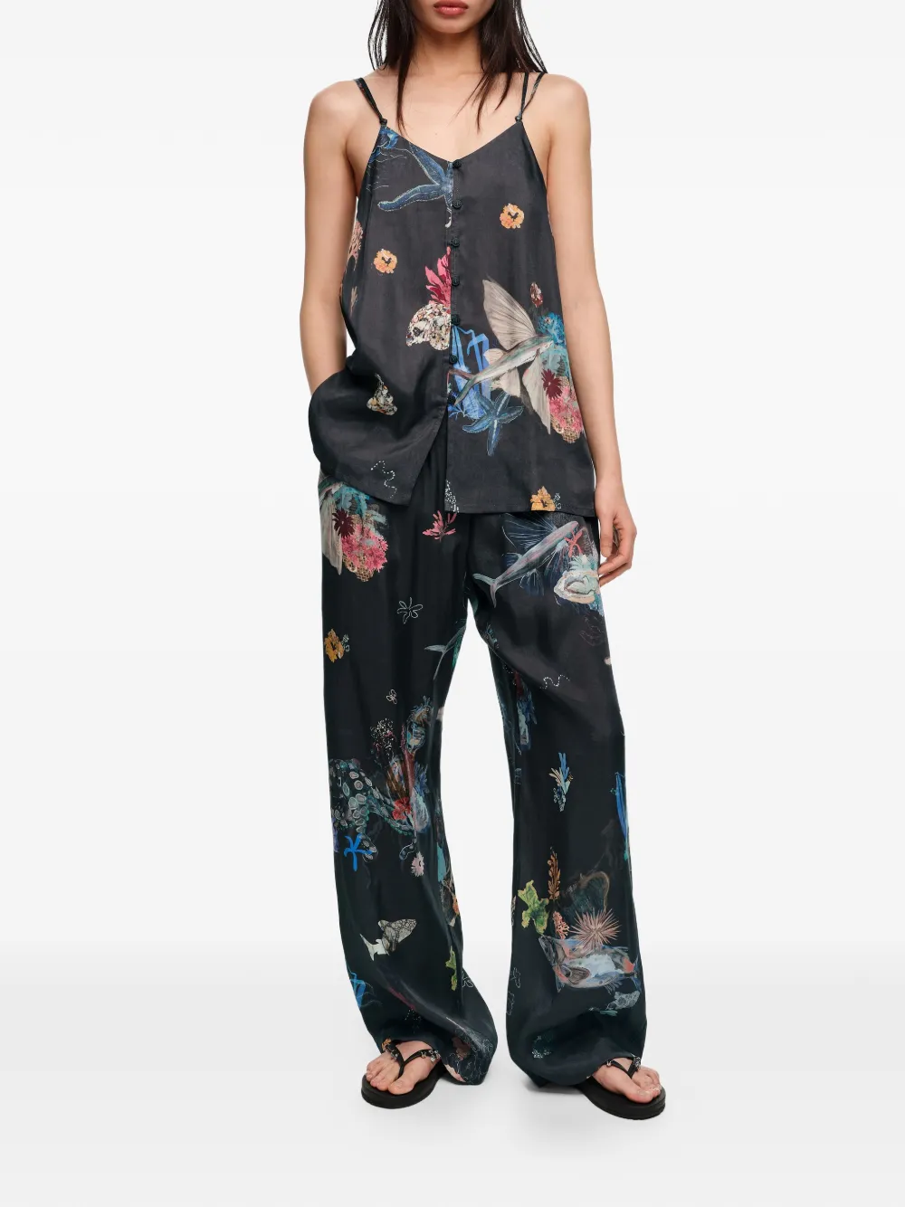  Bimba Y Lola Pantaloni A Fiori - Nero 