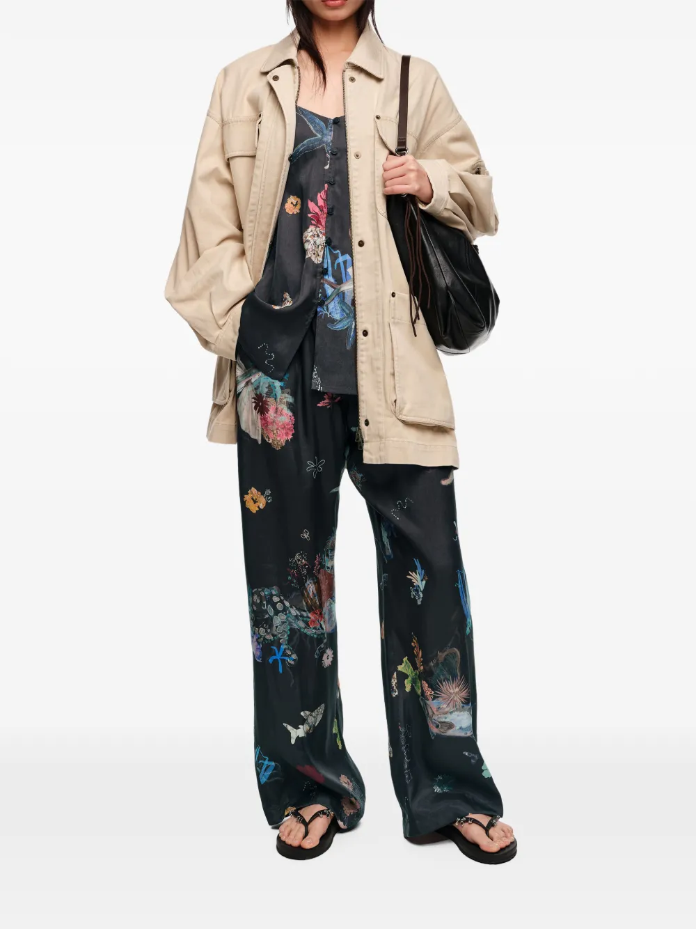  Bimba Y Lola Pantaloni A Fiori - Nero 