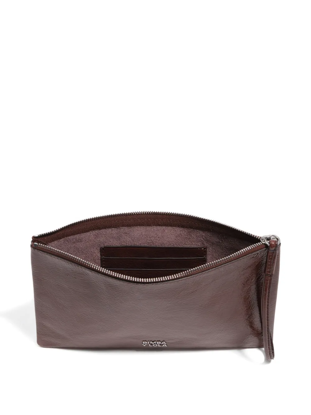 BIMBA Y LOLA Leren portemonnee met rits en polsband Bruin