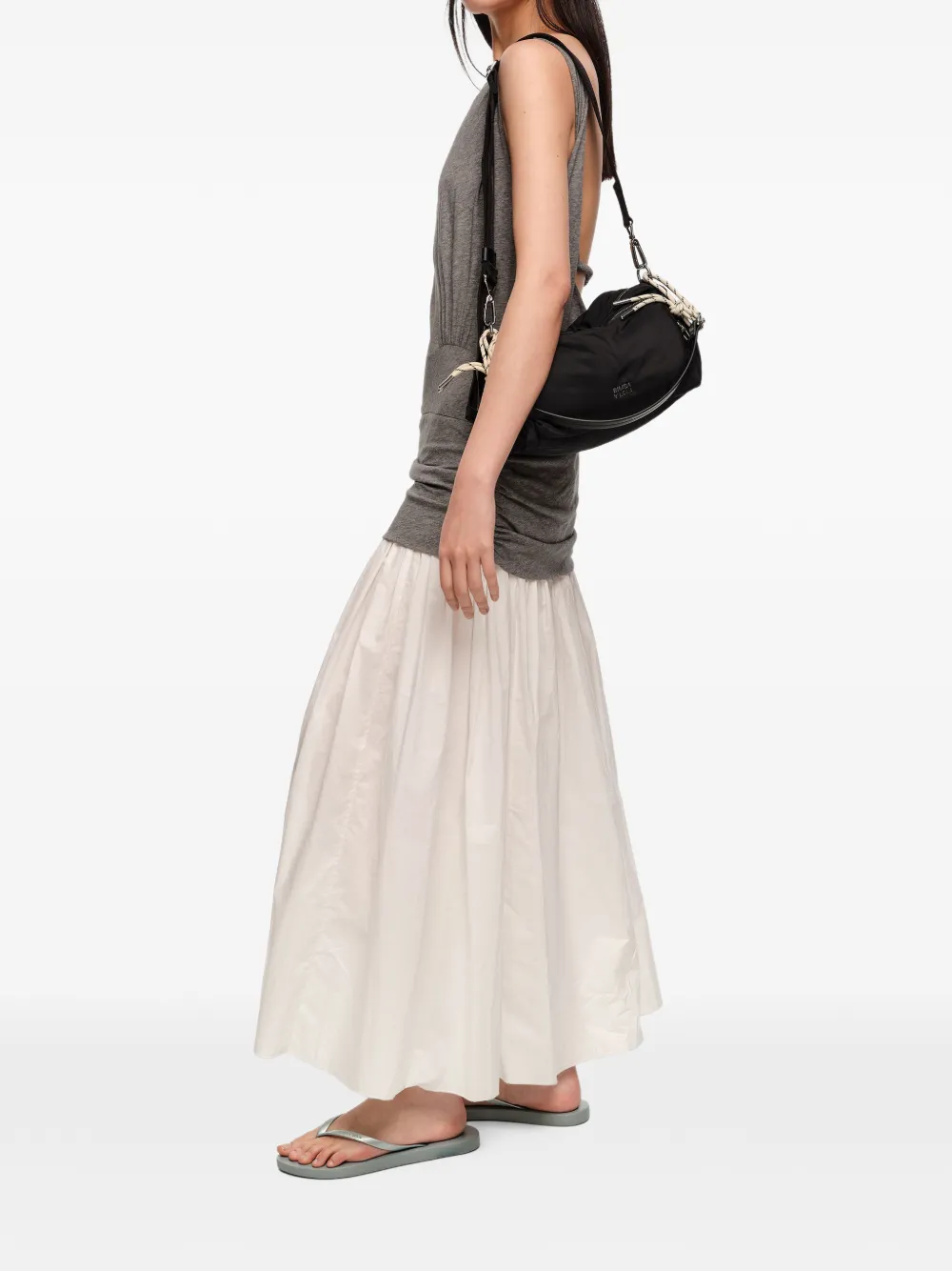 BIMBA Y LOLA Medium schoudertas met rits en touw Grijs