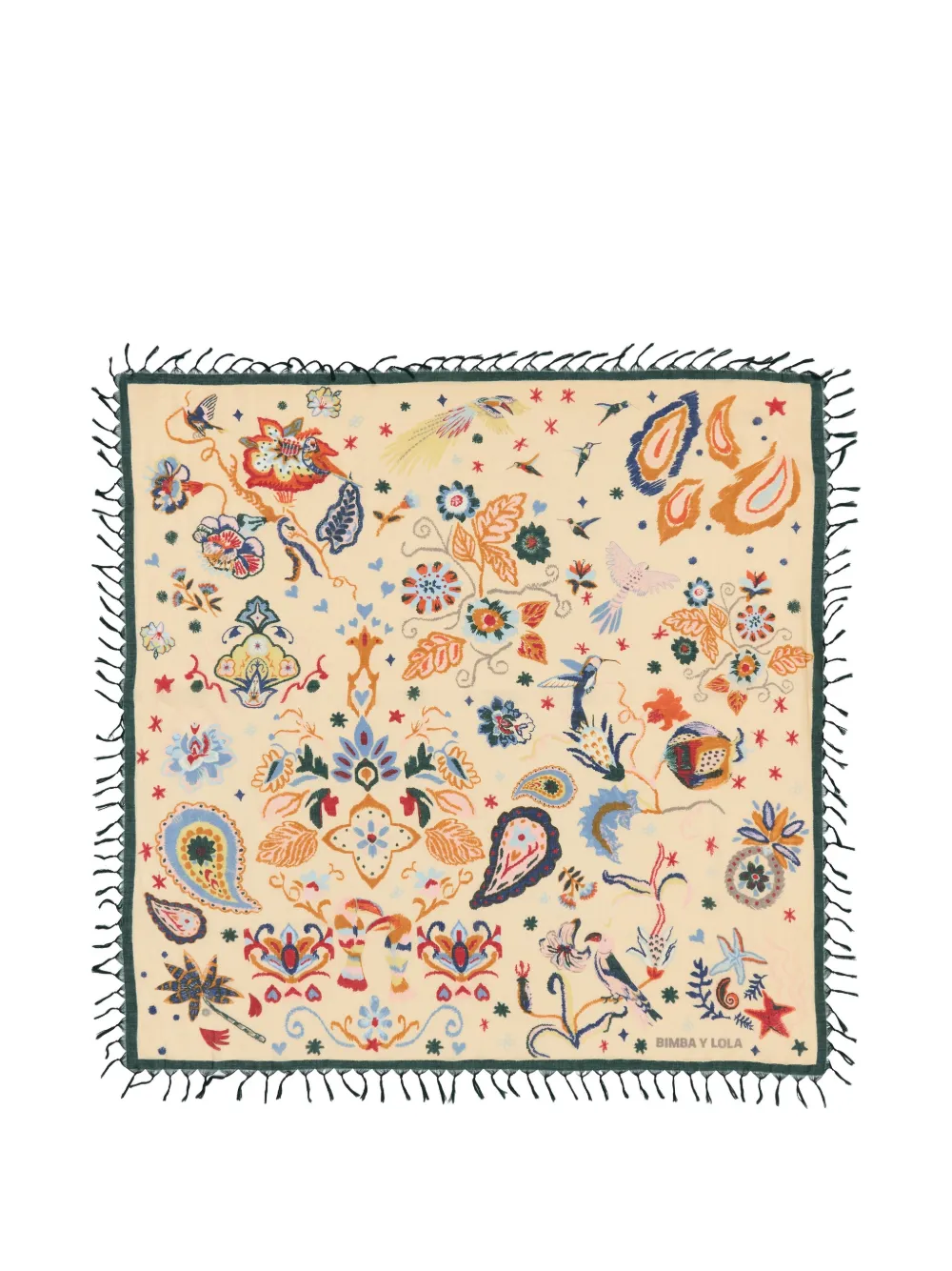 Bimba y Lola floral print fringed scarf - Toni neutri