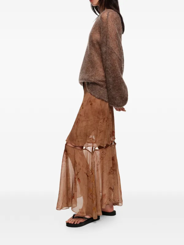 Bimba y Lola Floral Cutout Midi Skirt | Neutrals | FARFETCH