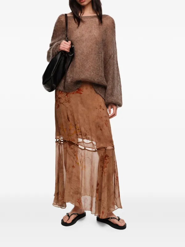 Bimba y Lola Floral Cutout Midi Skirt | Neutrals | FARFETCH