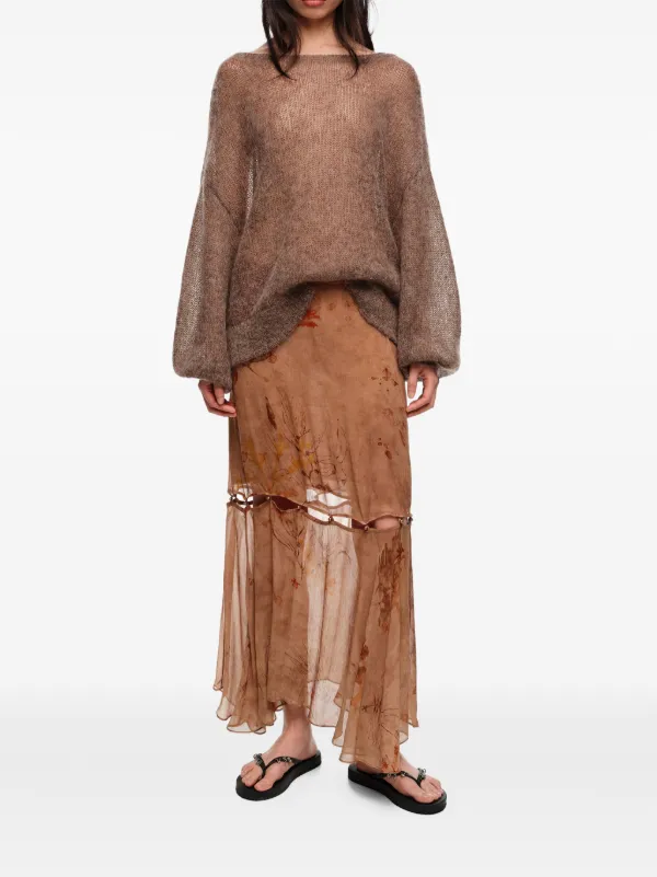 Bimba y Lola Floral Cutout Midi Skirt | Neutrals | FARFETCH