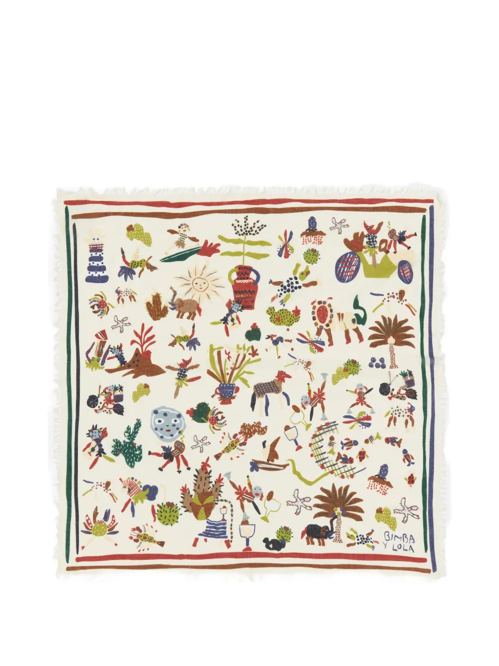Bimba y Lola fringed print scarf - Toni neutri
