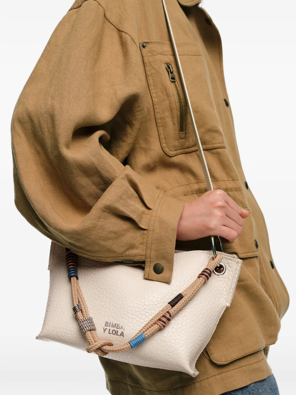 BIMBA Y LOLA Geknoopte leren mini-tas met touw Beige