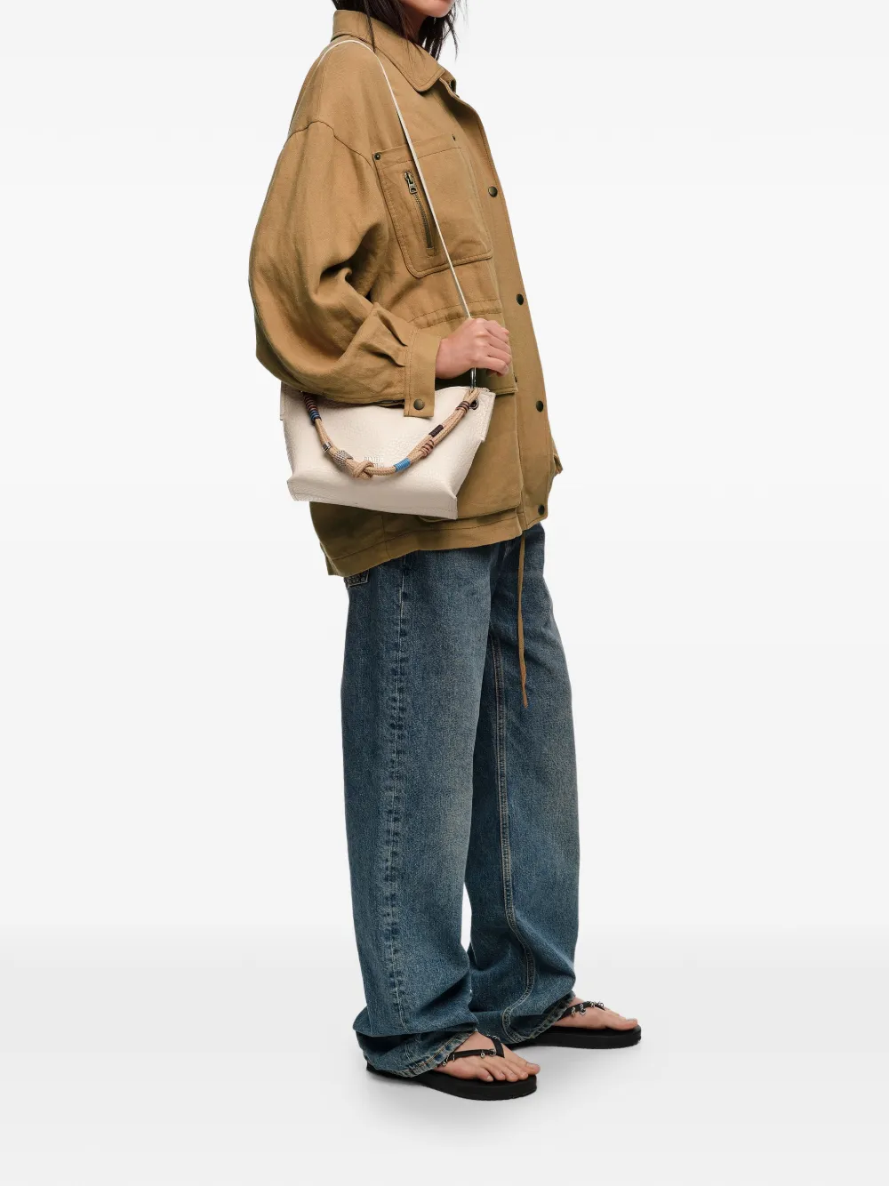 BIMBA Y LOLA Geknoopte leren mini-tas met touw Beige