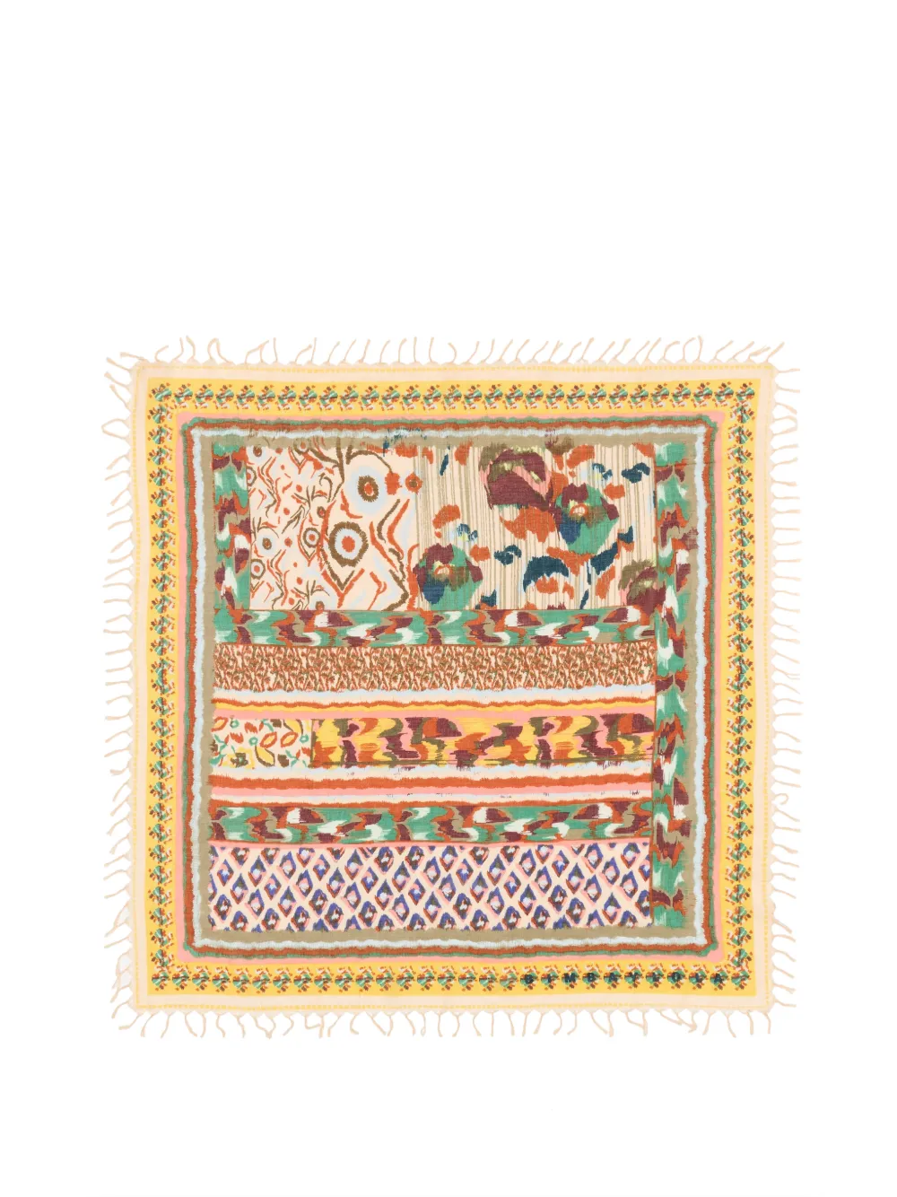 Bimba y Lola Ikat Schal in Gelb mit Blumen-Patchwork