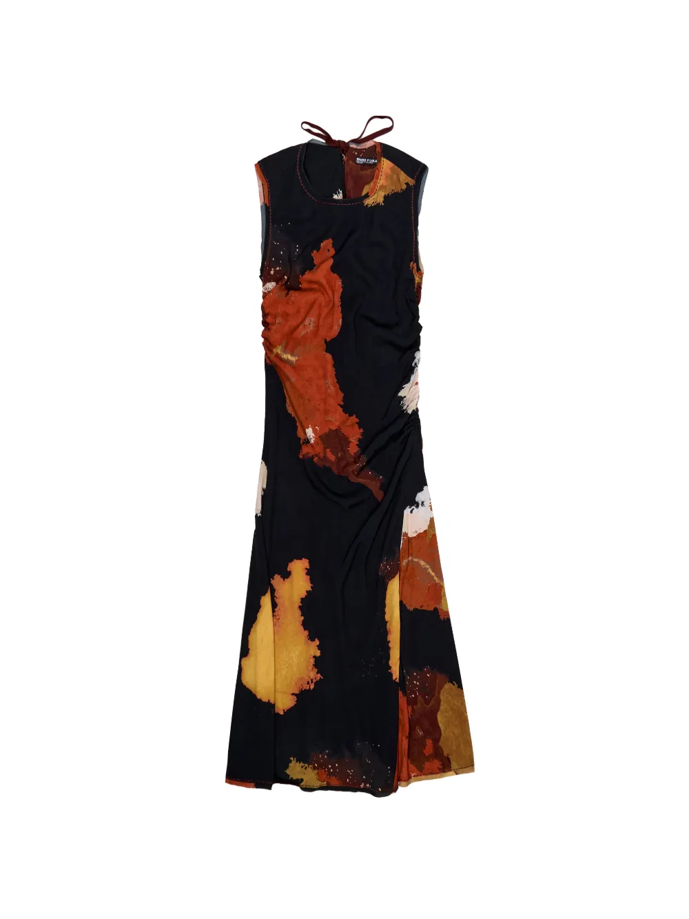 Bimba y Lola tie-fastening printed midi dress - Nero