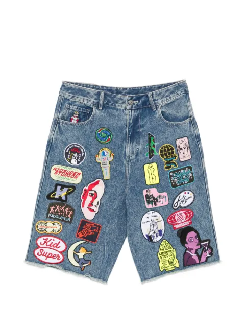 KidSuper patch-embellished frayed-edge shorts