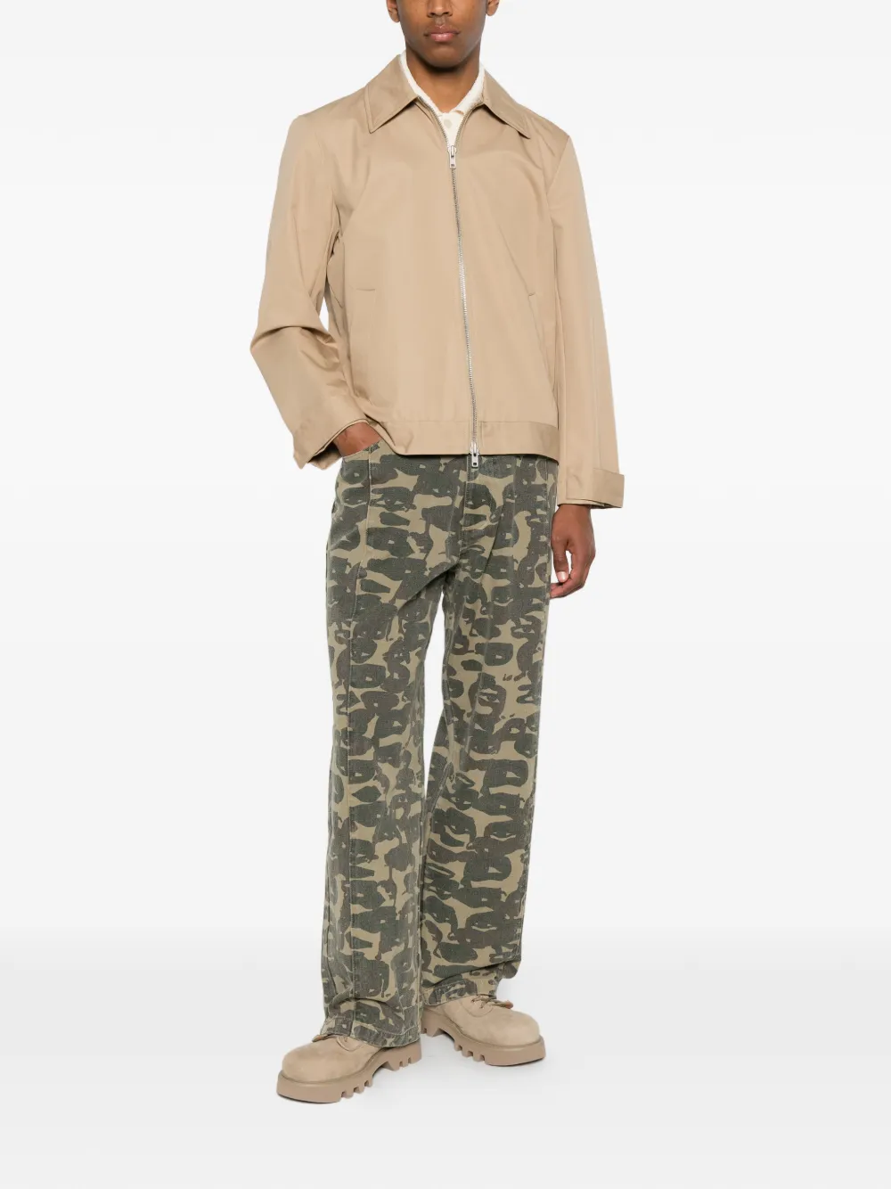 KidSuper Face Camo jeans met wijde pijpen Groen