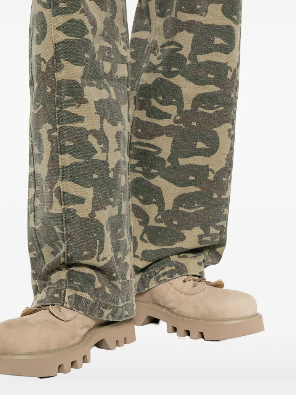 KidSuper Face Camo jeans met wijde pijpen Groen