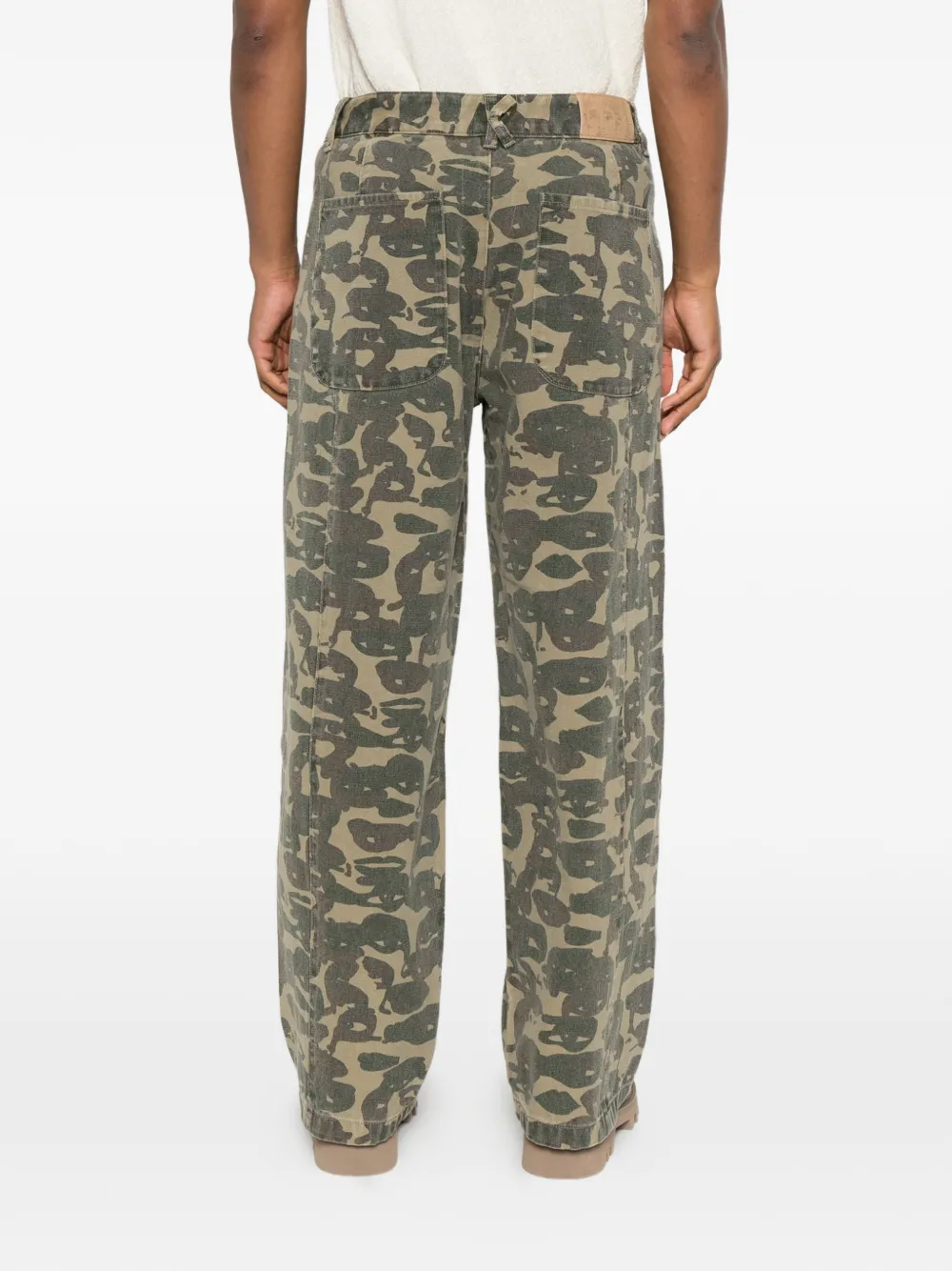 KidSuper Face Camo jeans met wijde pijpen Groen