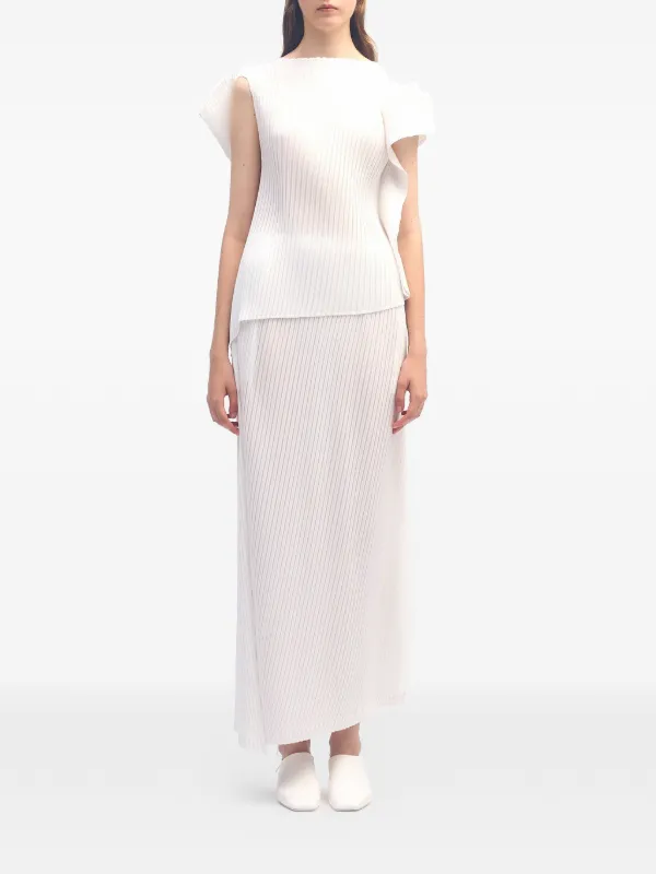 Issey Miyake Shadow Study Pleated Maxi Skirt | White | FARFETCH HK