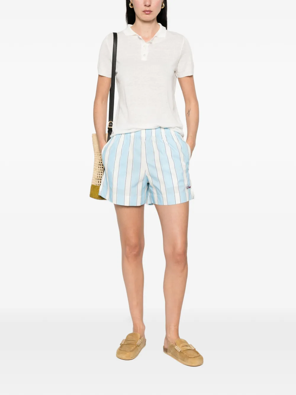 MC2 Saint Barth Meave gestreepte shorts Blauw