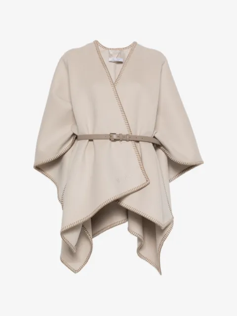 Max Mara Colomba belted blanket-stitch poncho