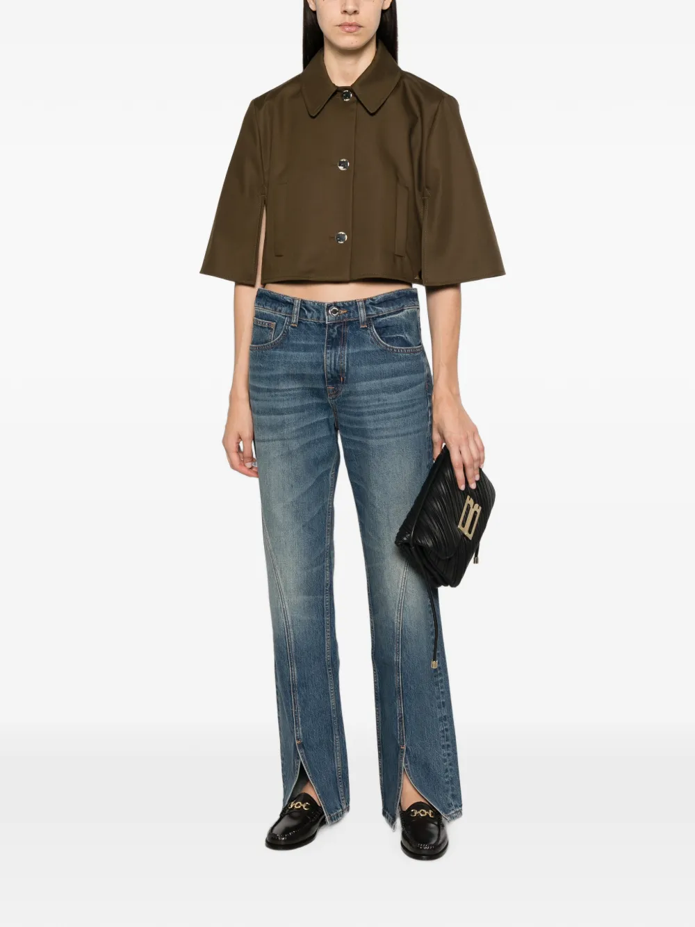 Max Mara Waterafstotende cropped gabardine cape Bruin