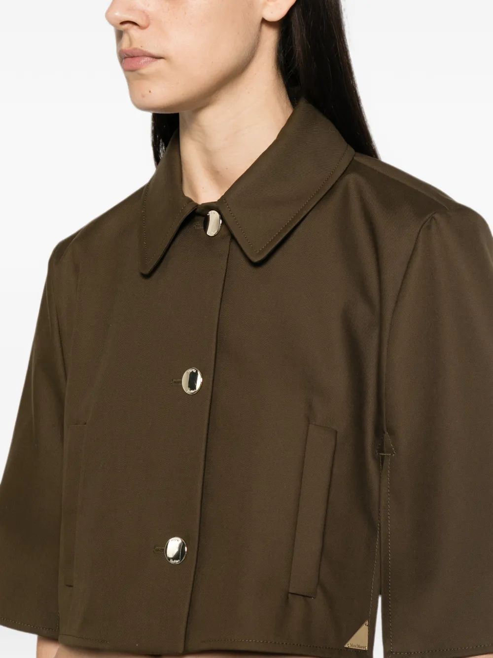 Max Mara Waterafstotende cropped gabardine cape Bruin