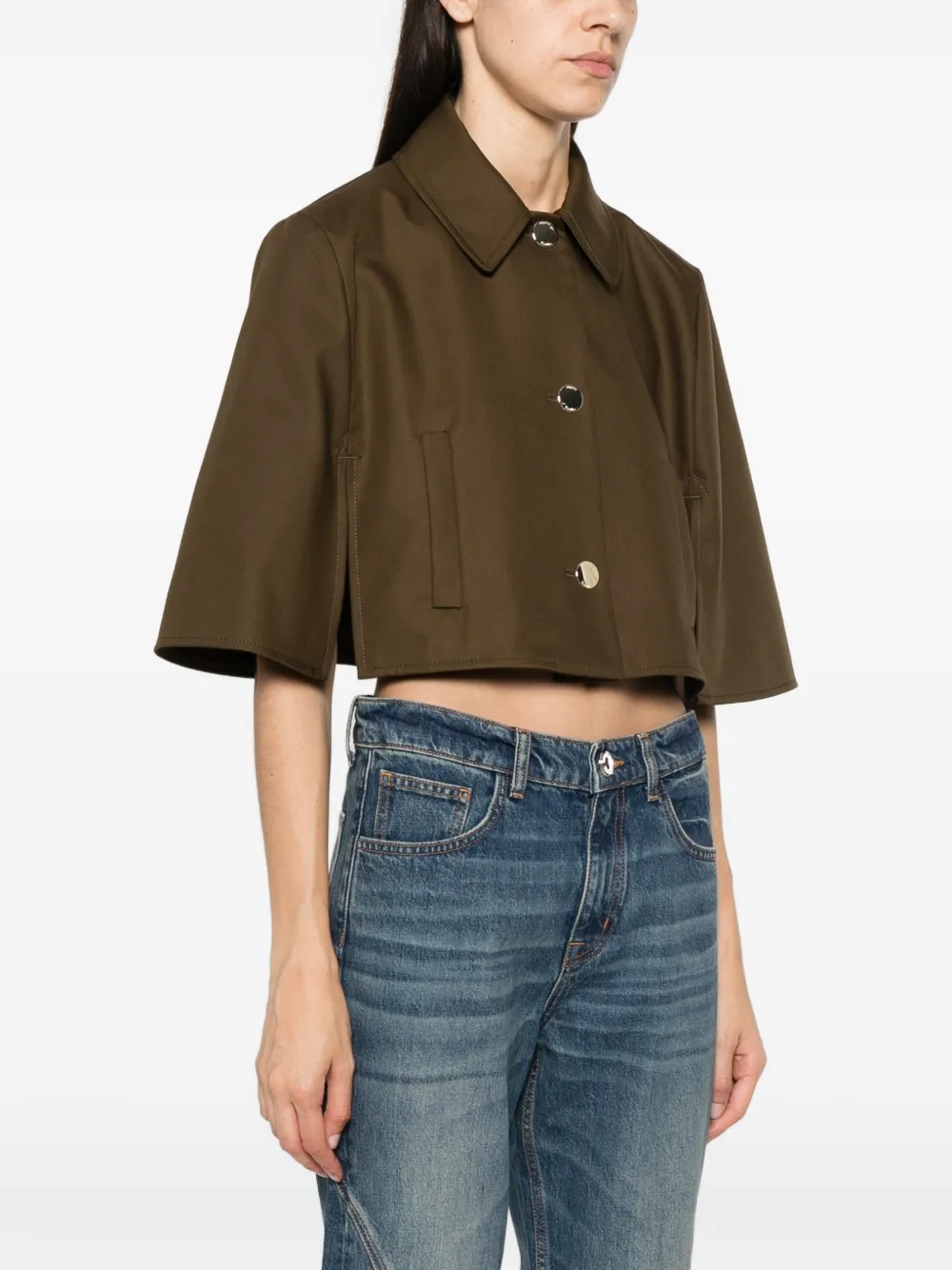 Max Mara Waterafstotende cropped gabardine cape Bruin