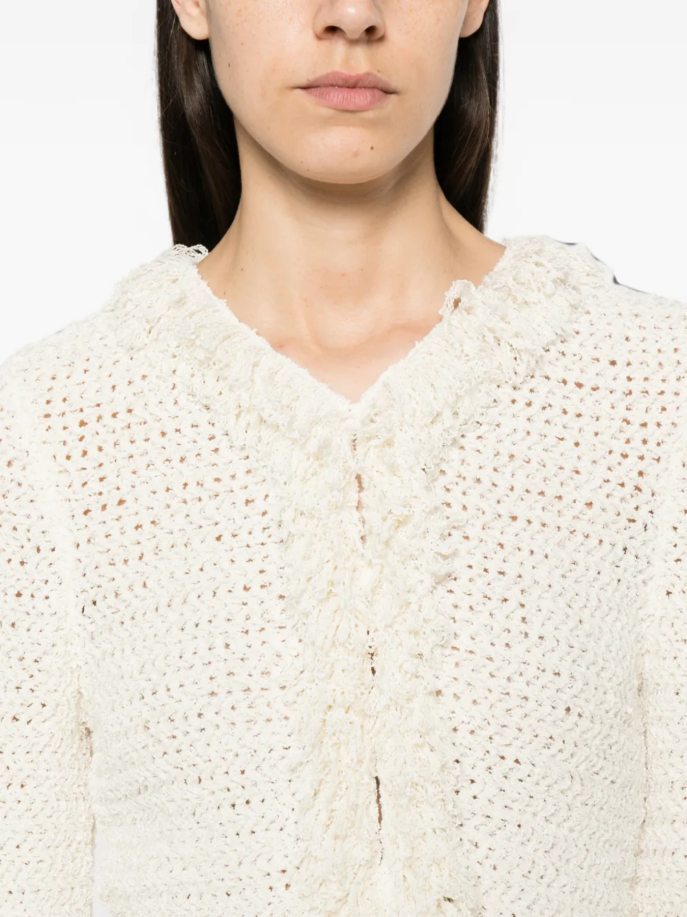 Proenza Schouler Nilo blouse met franje Beige